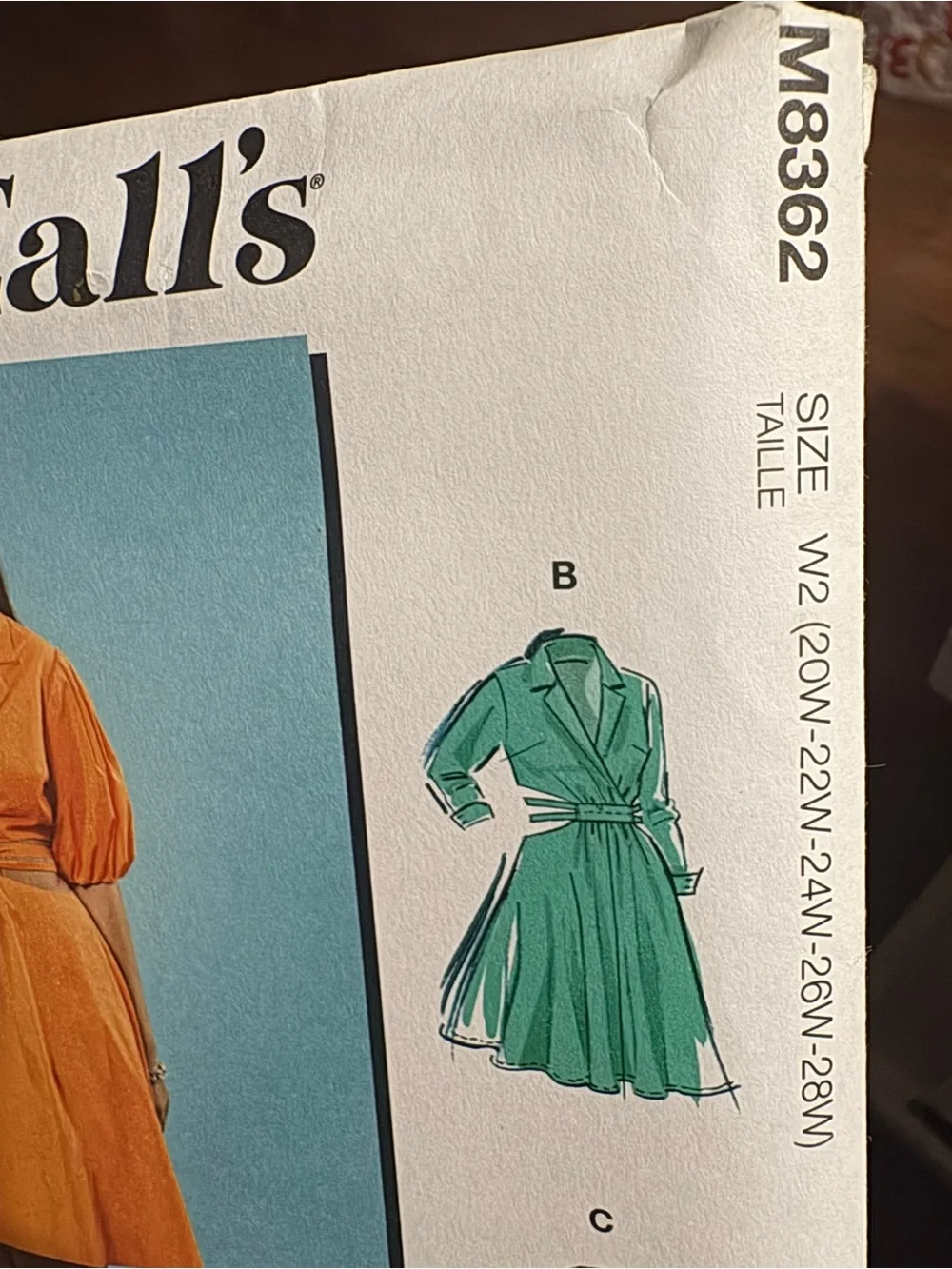 BN UNCUT McCall's 8362 W2 PLUS SIZE SEWING PATTERNS DRESS